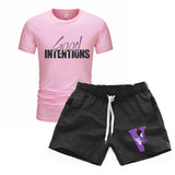 Vlone T Shirts & Shorts 2 Piece Set Men'S Short Sleeve Sports Beach