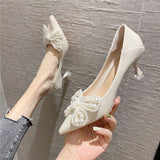 Low Heel Wedding Shoes Women's Stiletto Heel Bridesmaid Shoes French Style Wedding Shoes