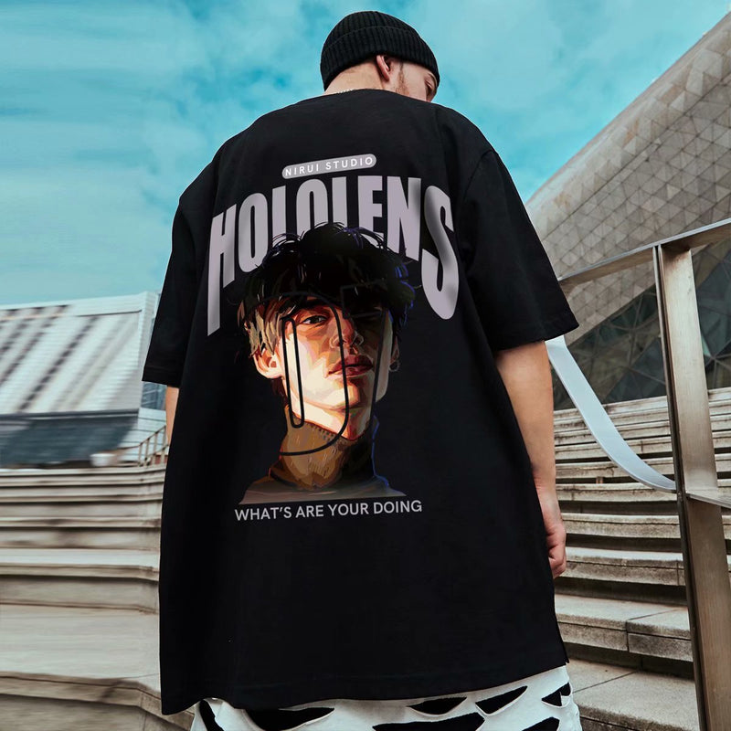Men T-Shirts Loose Oversize Half Sleeve