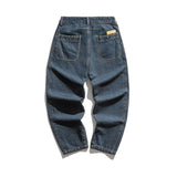 Man Fall Outfis Retro Washed Worn Jeans Street Leisure Wide-Leg Straight Pants