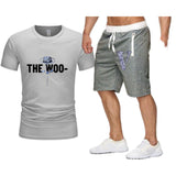 Vlone T Shirts & Shorts 2 Piece Set Rose Large V Printed Men'S And Women'S Loose Short-Sleeved T-Shirt