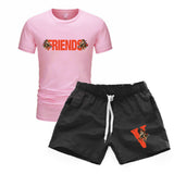 Vlone T Shirts & Shorts 2 Piece Set Printed Men'S Sports Printed Round Neck T-Shirt