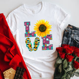 Valentine's Day T Shirt Summer Short Sleeve plus Size T-shirt Love SUNFLOWER