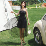 Coachella Music Festival Outfits Summer Women's Zipper Retro Mesh Long Dress Dress