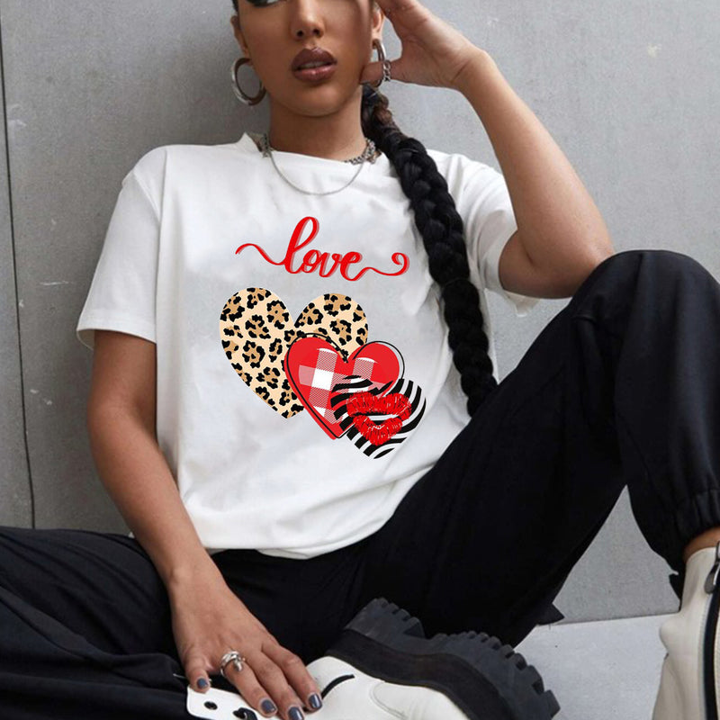 Valentine's Day T Shirt Short-Sleeved Men's and Women's Letter Printed T-shirt Top