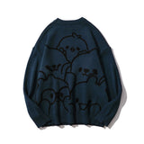 Men Sweater Cartoon Jacquard Sweater Men's Trendy Loose Pullover