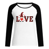 Valentine's Day T Shirt Valentine's Day Long Sleeve Women's Long Sleeve Printed Raglan