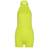 Summer Women's Sexy Backless Sleeveless Halter Sheath Tight Casual Sports Jumpsuit