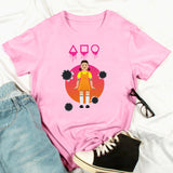 Squid Game Costume printed loose cotton round neck short sleeve t-shirt for women