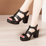 White Strappy Heels High Heel Roman Sandals Women's Summer Chunky Heel Peep Toe Sandals
