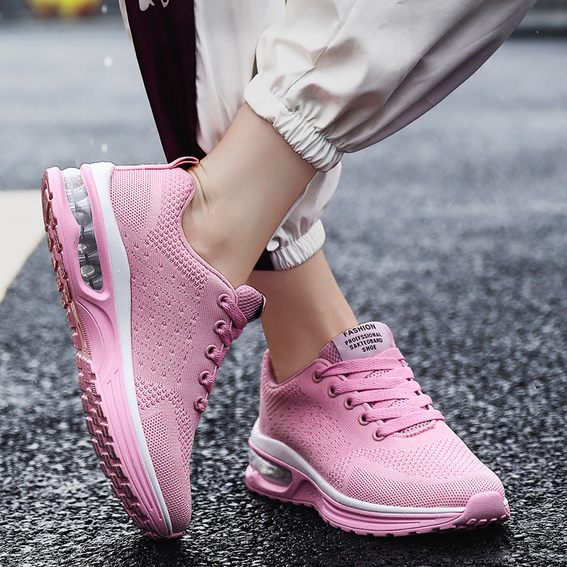 Men's Sneakers Travel Shoes Men's Spring and Autumn Breathable Flyknit Outdoor Running Sneakers Male Air Cushion Outsole Shock-Absorbing Casual Shoes