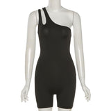 Summer Women's Clothing Sexy One-Shoulder Backless High Waist Tight Casual Sports One-Piece Shorts
