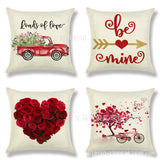 Valentine's Day Pillow Covers 4 Piece Random Styles Together, Love Heart-Shaped Letter Love Home Cushion Lumbar Cushion Cover