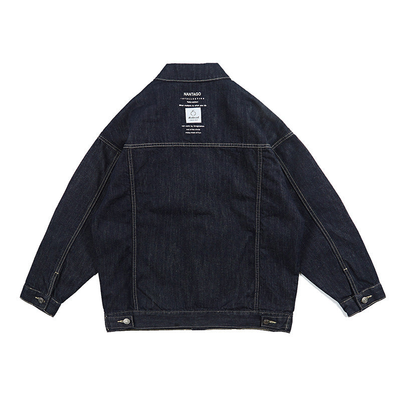 Men Denim Jackets Multi-Pocket Denim Jacket Baggy Coat