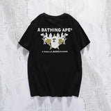 Bathing Ape T Shirt Cartoon Anime Short Sleeve White Loose Round Neck Summer T-shirt