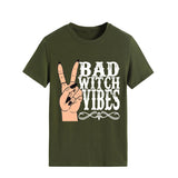 Halloween Costumes Bad Witch Vibe Shirt Pullover Simple Printed Crew Neck Top T-shirt Loose Short Sleeve