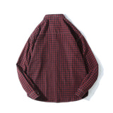 Man Fall Outfis Retro Small Plaid Overalls Long Sleeve Shirt Men and Women Street Loose BF Shirt Coat