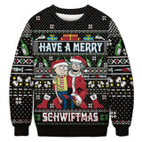 Men and Women Grinch Sweater 3D Printed Couple Christmas round Neck Sweater