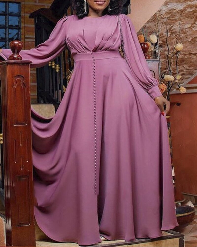Mauve Dress Bridesmaid Women's Dress Single Breasted Purple Formal Dress High Waist plus Size