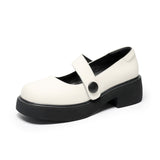 Mary Jane Shoes Retro French Women'S Round Toe Leather Shoes