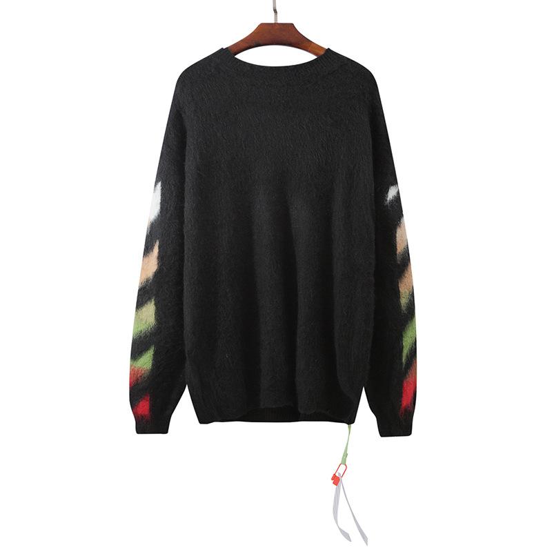 Off White Men'S Sweater Plus Size Keep Warm Autumn And Winter Casual Able Arrow Gradient Owt