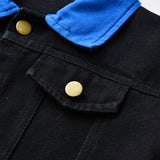 Children Jean Jackets Spring and Autumn Green Fashionable Jacket Lapel Long Sleeve Short
