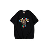 Bathing Ape T Shirt Summer Colorful Letters Little Monkey T-shirt Half-Sleeved Casual Short Sleeve