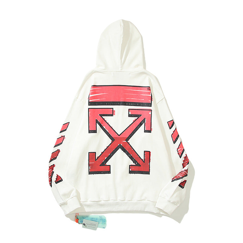 off White Hoodie Printed Casual Hooded Zip Cardigan Coat