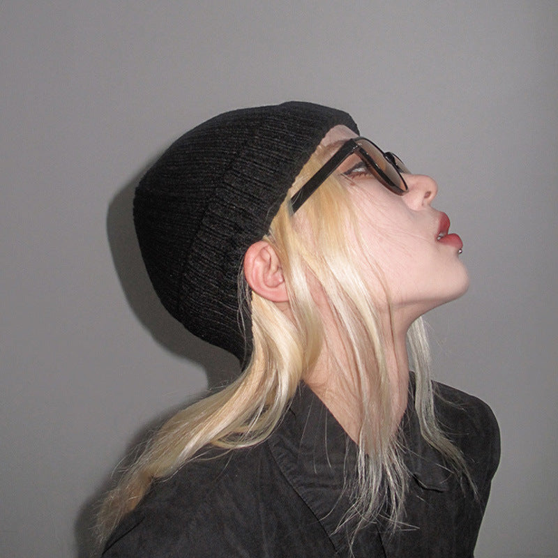 Red Beanie Hat Solid Color Knitted Woolen Cap Autumn and Winter Men and Women