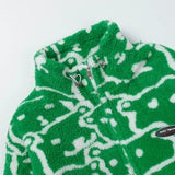 Cardigan Baseball Jacket Bear Print Berber Fleece Coat