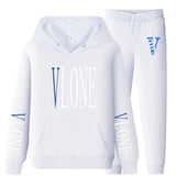 Vlone Hoodie & Pants 2 Piece Set Sweatshirt Autumn Print Baggy Coat