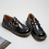 Mary Jane Shoes Summer Thin Flat Round Toe Leather Shoes Women