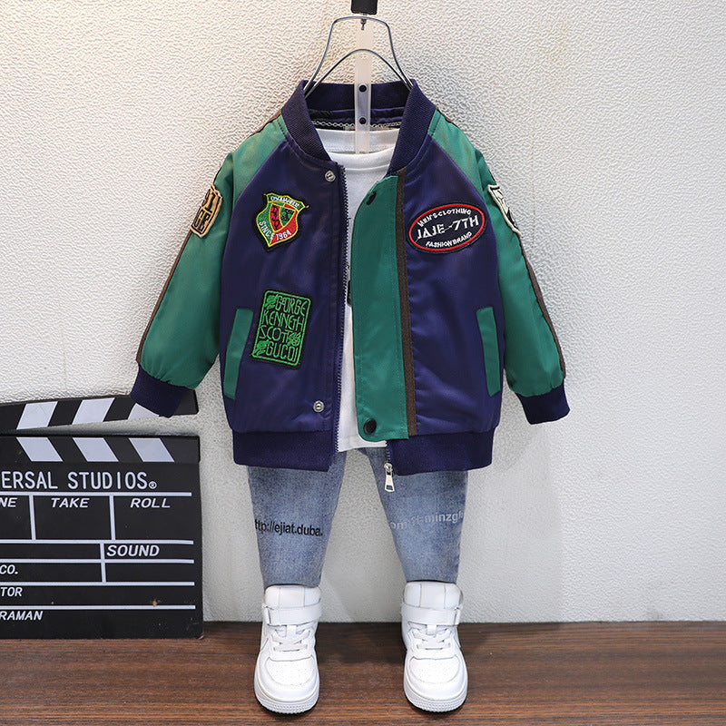 Toddler Boys Jackets Boys Spring Clothing Baseball Uniform Sports Splicing Coat