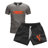 Vlone T Shirts & Shorts 2 Piece Set Printed Men'S Sports Printed Round Neck T-Shirt
