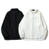 Cardigan Baseball Jacket Long Sleeve Loose White Shirt Men's and Women's Solid Color Coat