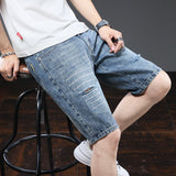 Men Jorts Leisure Ripped Denim Shorts Men Loose Casual Pants