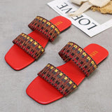 Women Open Toe Sands Flats Summer Flat Woven Flip Flops Fashion Beach Shoes
