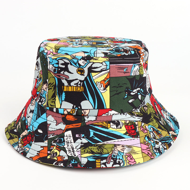 Bucket Hat Fishing Cap Cotton Print Fisherman Hat Cartoon Printing Comic Doraemon