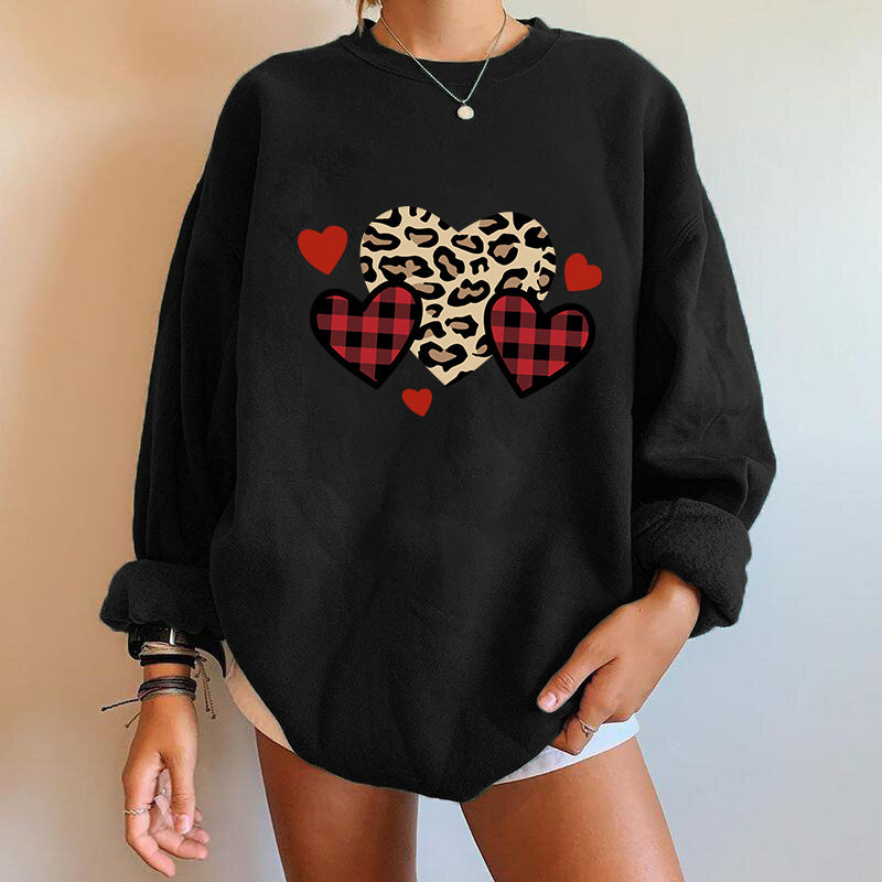 Valentine's Day T Shirt Wish Sweaters Women's Clothing Heart Printing Fleece Sweater Female