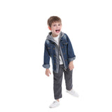 Children Jean Jackets Denim Jacket Autumn and Winter Zipper Long Sleeve Hooded