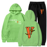 Vlone Hoodie & Pants 2 Piece Set Men'S Printed Hoodie Autumn Winter Sweater