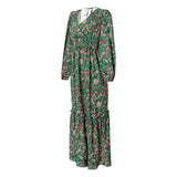Kendall Jenner Wedding Guest Dress Fashion Printing Lantern Long Sleeve V-neck Backless Stitching