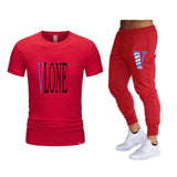 Vlone T Shirts & Pants 2 Piece Set Men'S Suit Summer T-Shirt Short Sleeve Trousers Sports And Leisure