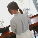 Gloria Vanderbilt Long Sleeve Chiffon V-neck White Shirt