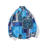 Man Fall Outfits High Street Retro Short-Sleeved Shirt Men's Fashion Brand Loose Hip Hop Long-Sleeved Shirt