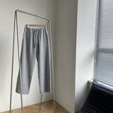 Grey Sweatpants Winter Leisure Sports Loose Elastic Waist