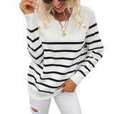 Women's Pullover Knit Sweater Women's Autumn and Winter Striped Sweater Pullover Sweater