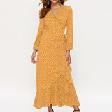Kendall Jenner Wedding Guest Dress   Printed Summer Draped Dress  Long Sleeve