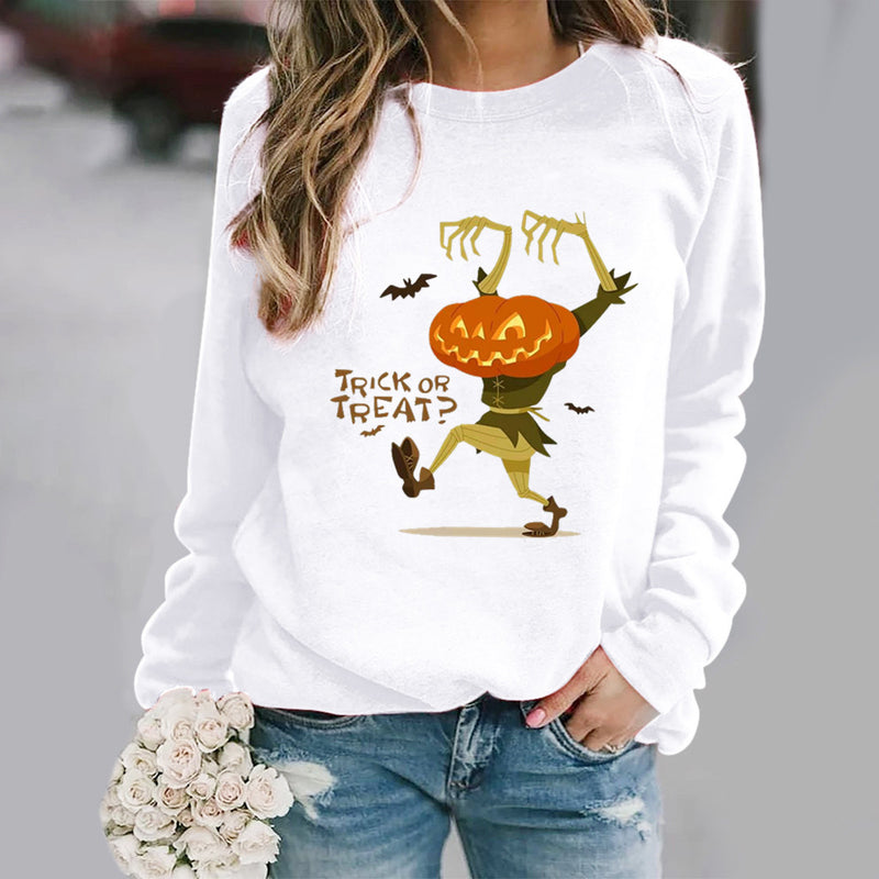Halloween Costumes Halloween Pattern Printing Long Sleeve Crew Neck Sweater Female