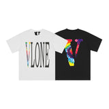 Vlone T Shirt Summer V Color Tie-Dyed Letter Printing